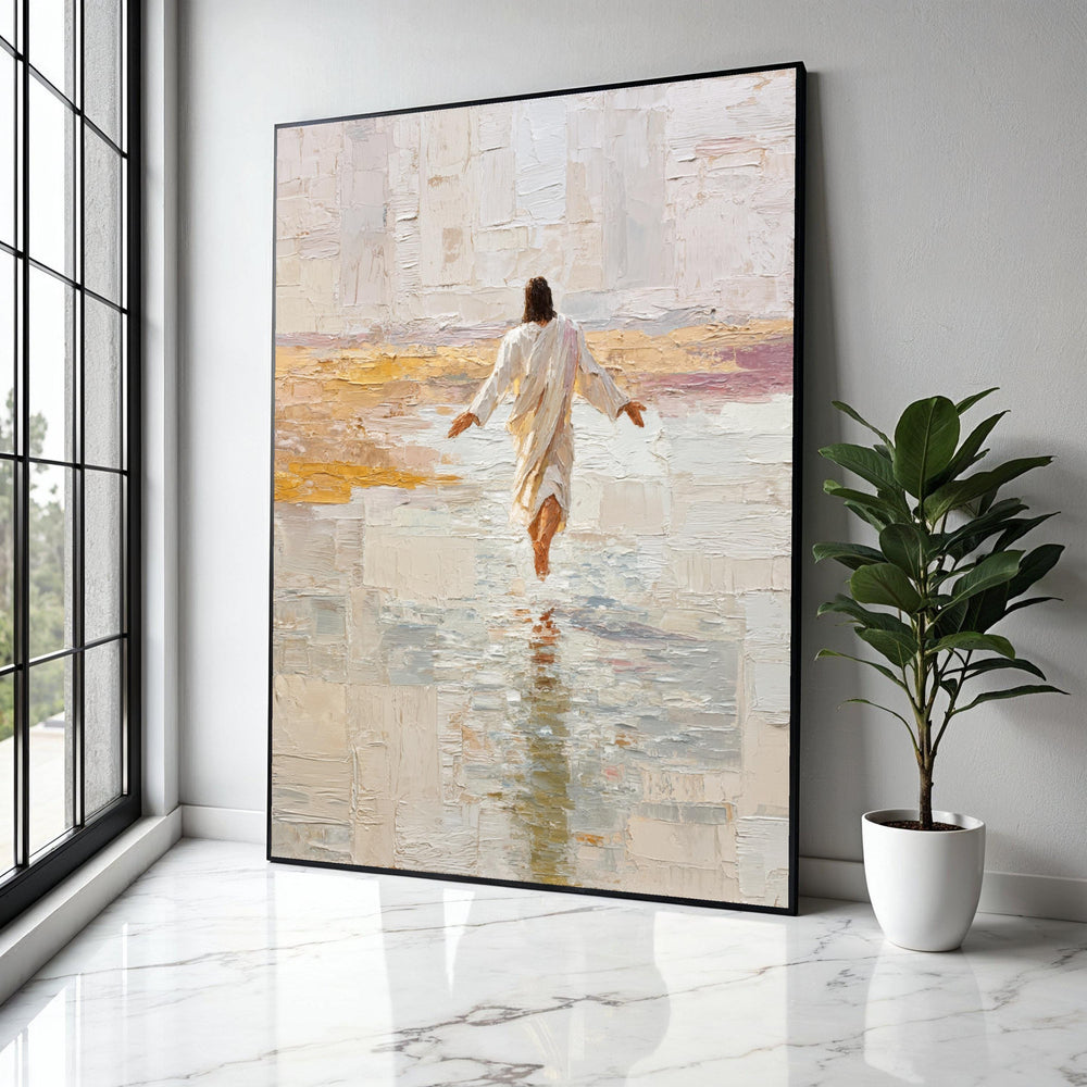 Jesus Walking on Water Canvas Wall Art, Religious Christian Painting, Spiritual Home Decor, Inspirational Wall Gift Art, Home Decor, Print