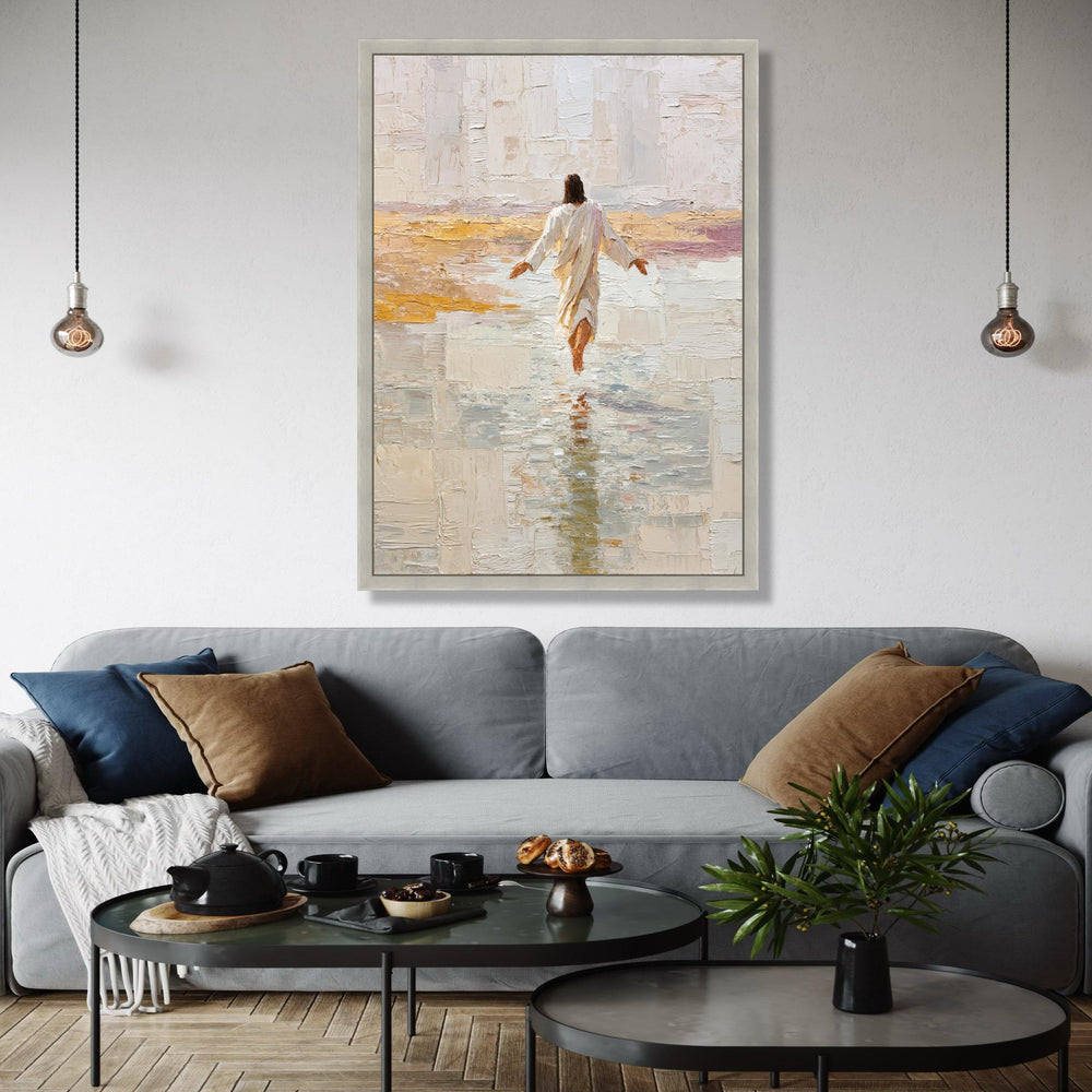 Jesus Walking on Water Canvas Wall Art, Religious Christian Painting, Spiritual Home Decor, Inspirational Wall Gift Art, Home Decor, Print