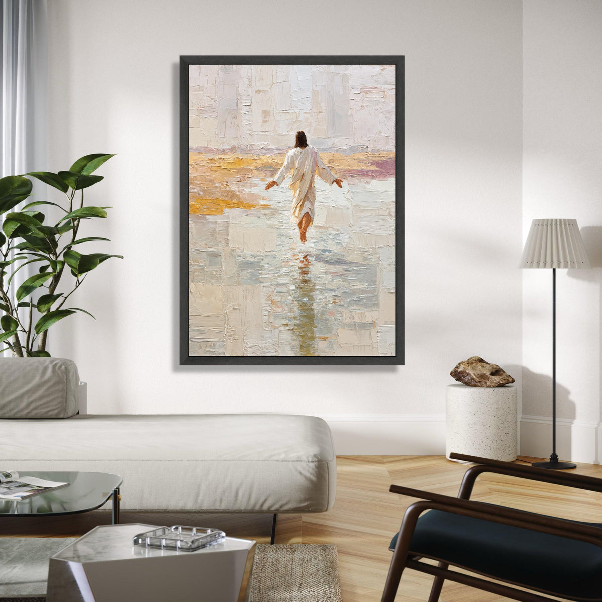 Jesus Walking on Water Canvas Wall Art, Religious Christian Painting, Spiritual Home Decor, Inspirational Wall Gift Art, Home Decor, Print