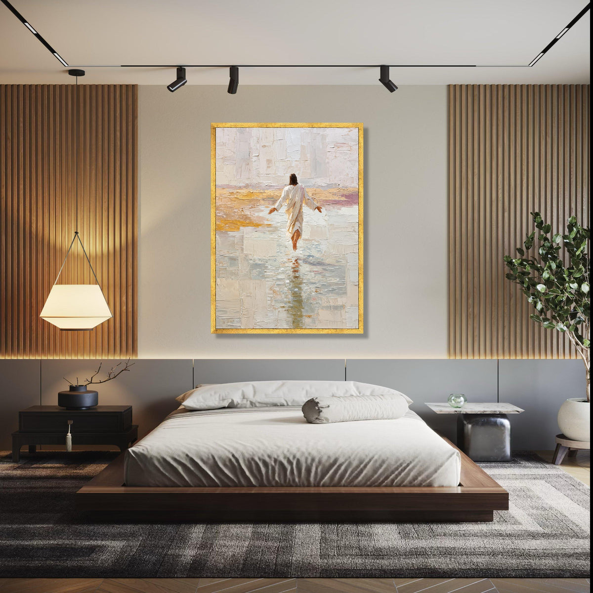 Jesus Walking on Water Canvas Wall Art, Religious Christian Painting, Spiritual Home Decor, Inspirational Wall Gift Art, Home Decor, Print