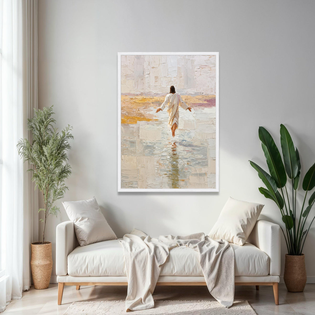 Jesus Walking on Water Canvas Wall Art, Religious Christian Painting, Spiritual Home Decor, Inspirational Wall Gift Art, Home Decor, Print