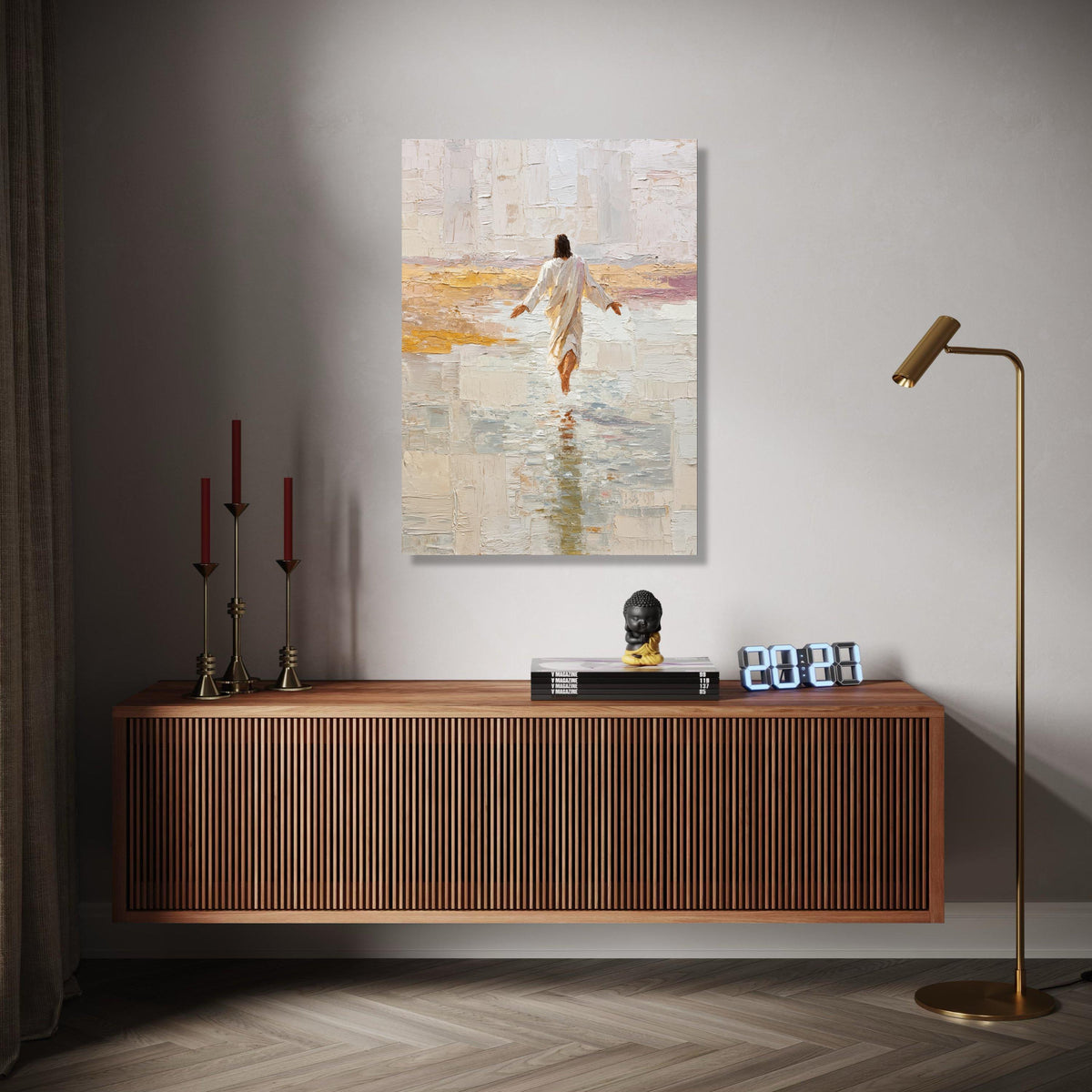 Jesus Walking on Water Canvas Wall Art, Religious Christian Painting, Spiritual Home Decor, Inspirational Wall Gift Art, Home Decor, Print