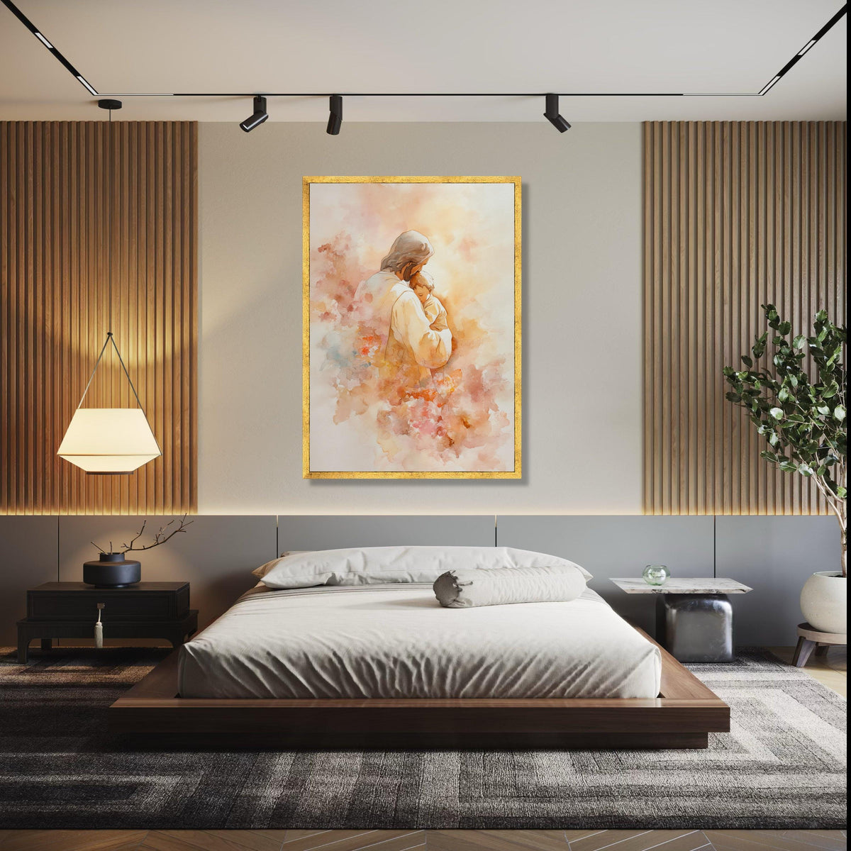 Jesus Holding Child Canvas Wall Art, Religious Watercolor Painting, Spiritual Home Decor, Christian Nursery Gift Art, Home Decor, Print