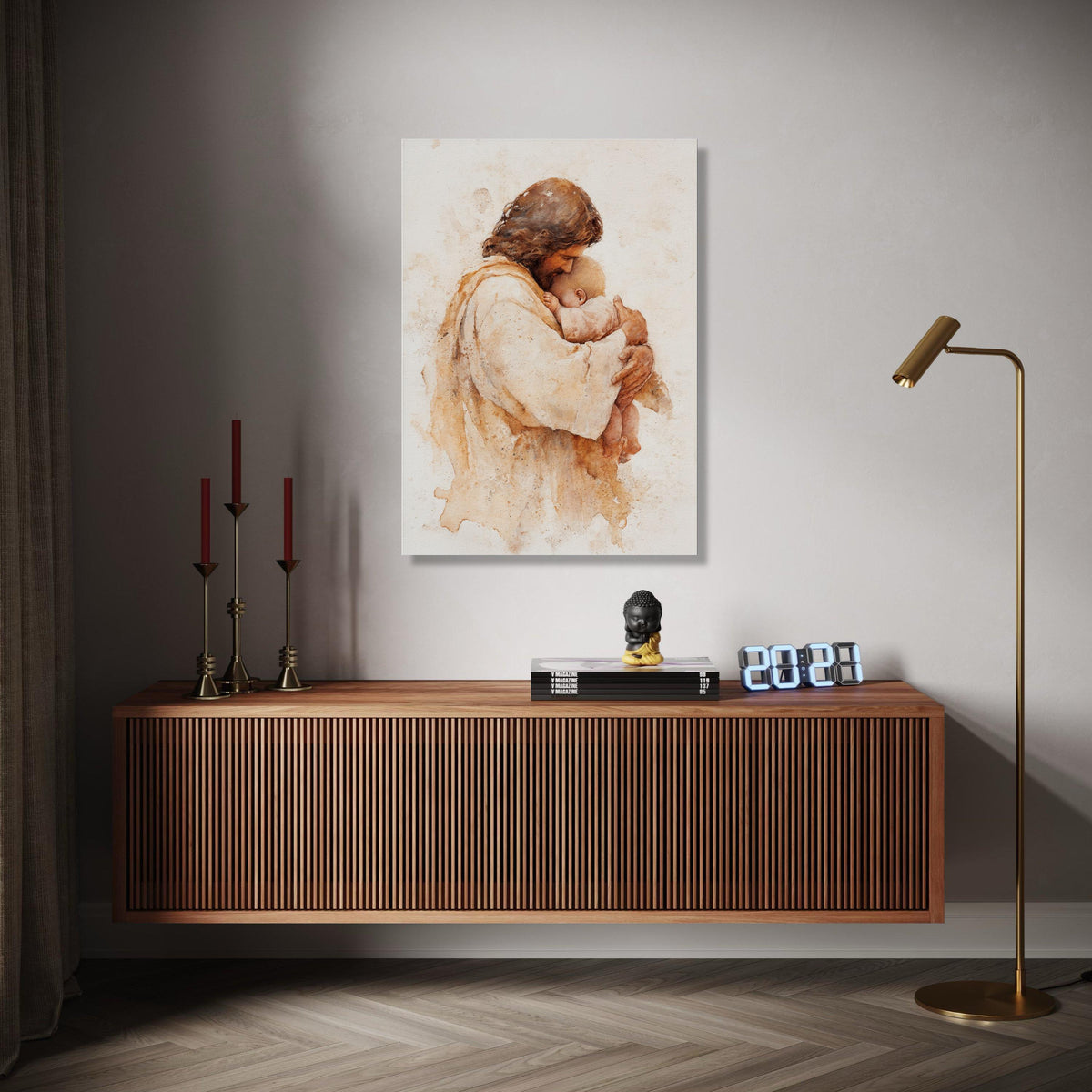 Tender Jesus Embrace, Baby Hug Canvas Wall Art, Religious Christian Painting, Spiritual Home Decor, Gift Art, Home Decor, Print