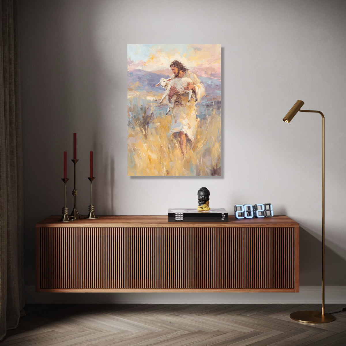 Jesus Carrying Lamb Canvas, Christian Wall Art, Faith-inspired Religious Painting, Spiritual Home Decor, Gift Art, Home Decor, Print