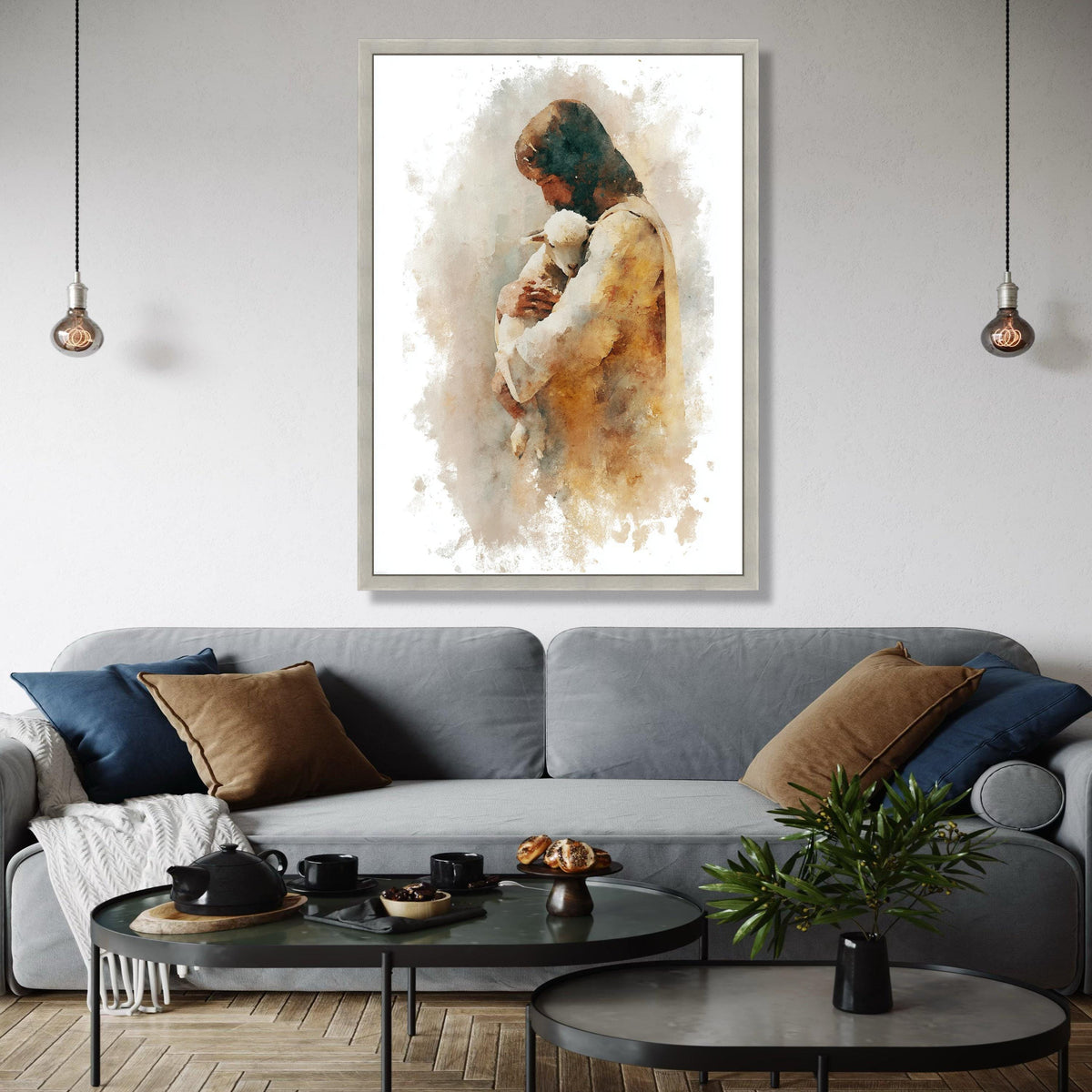 Jesus Holding Lamb Canvas, Spiritual Christian Wall Art, Religious Faith Decor, Gentle Shepherd Painting, Gift Art, Home Decor, Print