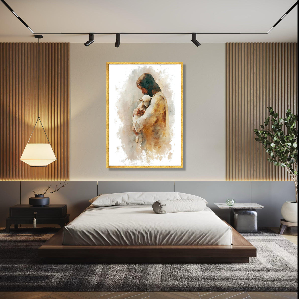 Jesus Holding Lamb Canvas, Spiritual Christian Wall Art, Religious Faith Decor, Gentle Shepherd Painting, Gift Art, Home Decor, Print