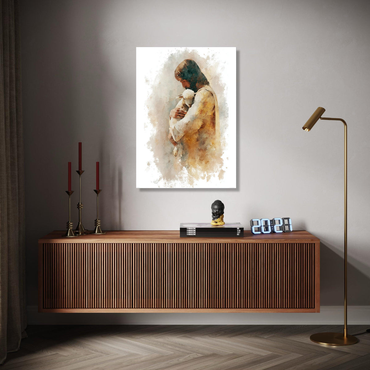 Jesus Holding Lamb Canvas, Spiritual Christian Wall Art, Religious Faith Decor, Gentle Shepherd Painting, Gift Art, Home Decor, Print