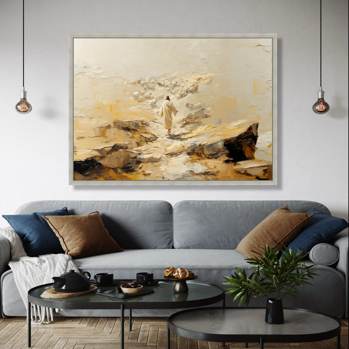 Jesus Shepherd of Souls Canvas Wall Art, Religious Spiritual Painting, Christian Home Decor, Inspirational Faith Gift Art, Home Decor, Print