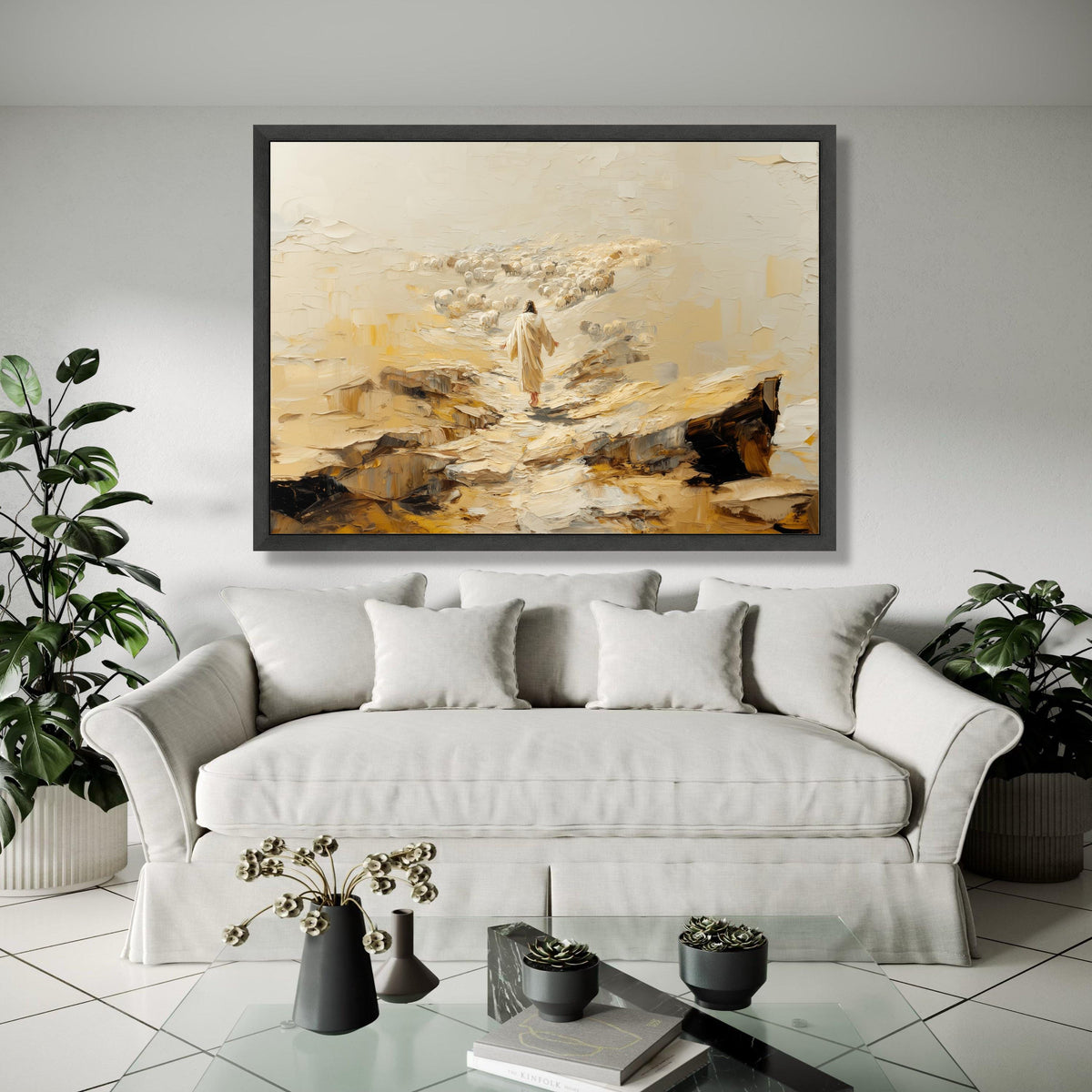 Jesus Shepherd of Souls Canvas Wall Art, Religious Spiritual Painting, Christian Home Decor, Inspirational Faith Gift Art, Home Decor, Print