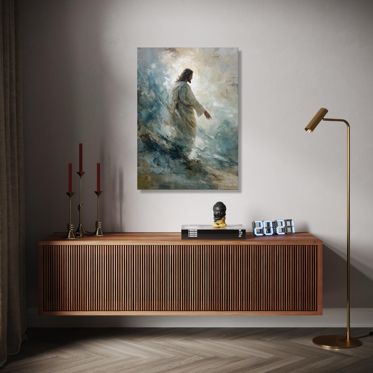 Jesus Walking on Water Canvas, Spiritual Christian Art, Biblical Wall Art, Religious Canvas Painting, Gift Art, Home Decor, Print