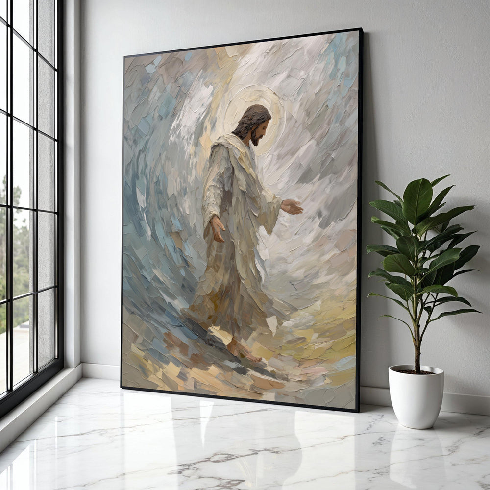 Jesus Walking on Water Canvas, Christian Religious Wall Art, Spiritual Painting Style, Inspirational Faith Gift Art, Home Decor, Print