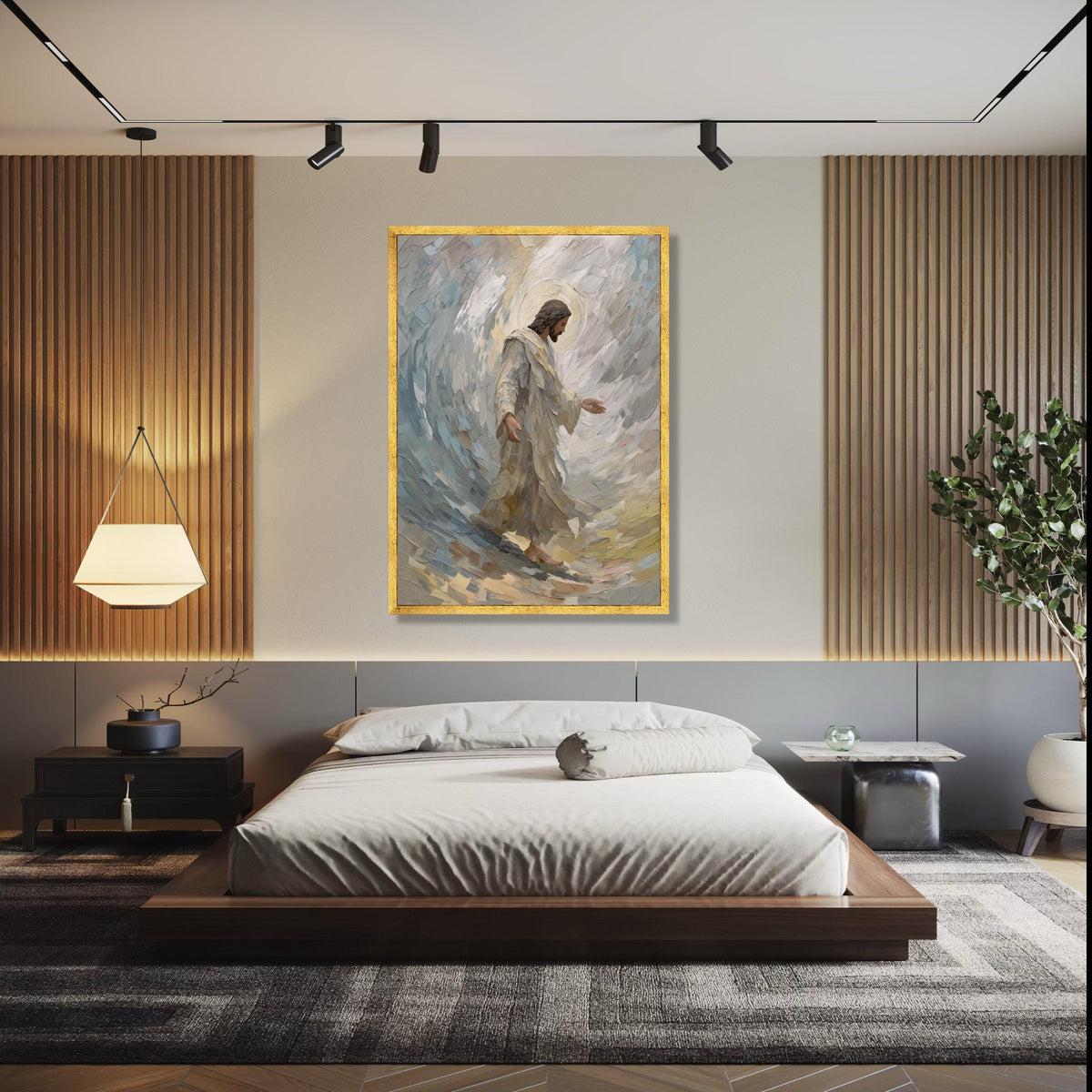 Jesus Walking on Water Canvas, Christian Religious Wall Art, Spiritual Painting Style, Inspirational Faith Gift Art, Home Decor, Print
