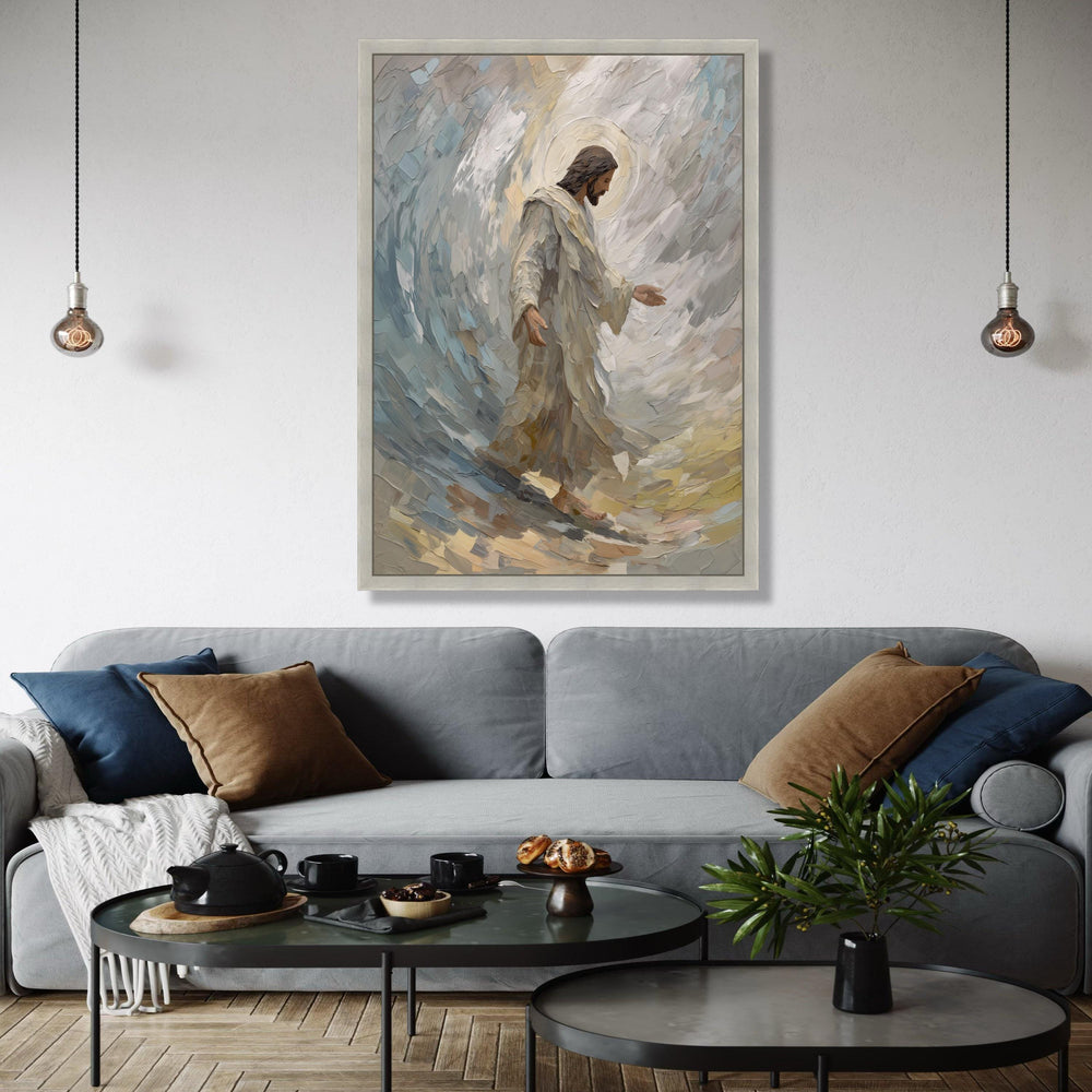 Jesus Walking on Water Canvas, Christian Religious Wall Art, Spiritual Painting Style, Inspirational Faith Gift Art, Home Decor, Print