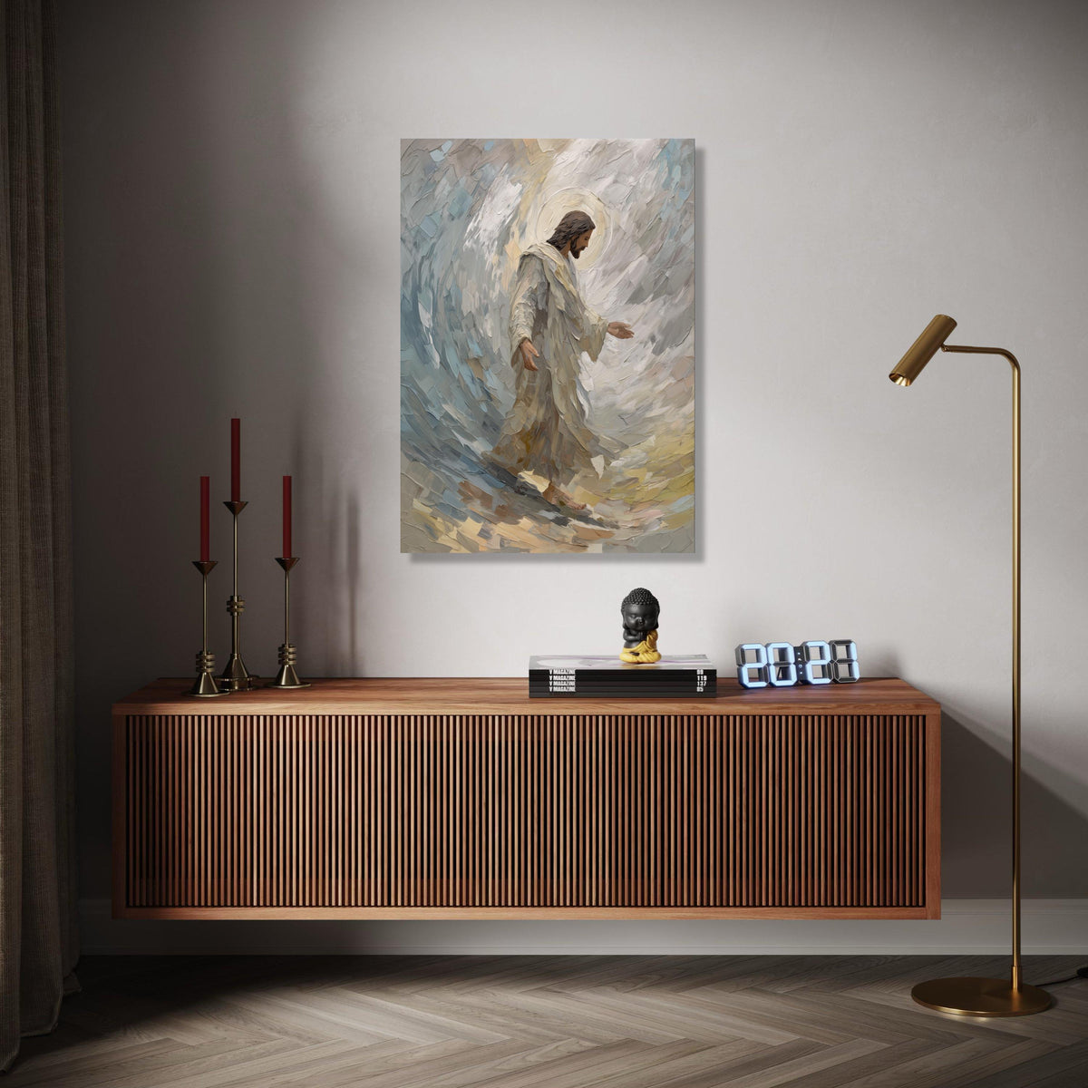 Jesus Walking on Water Canvas, Christian Religious Wall Art, Spiritual Painting Style, Inspirational Faith Gift Art, Home Decor, Print