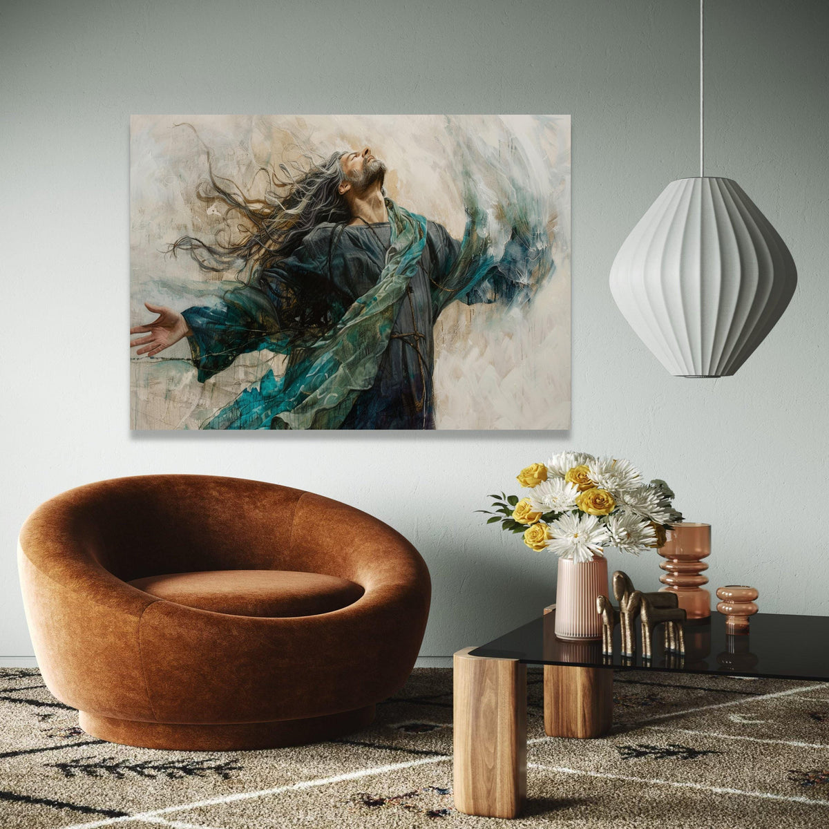 Inspirational Jesus Canvas Wall Art, Spiritual Christian Painting, Modern Religious Decor, Inspirational Home Gift Art, Home Decor, Print