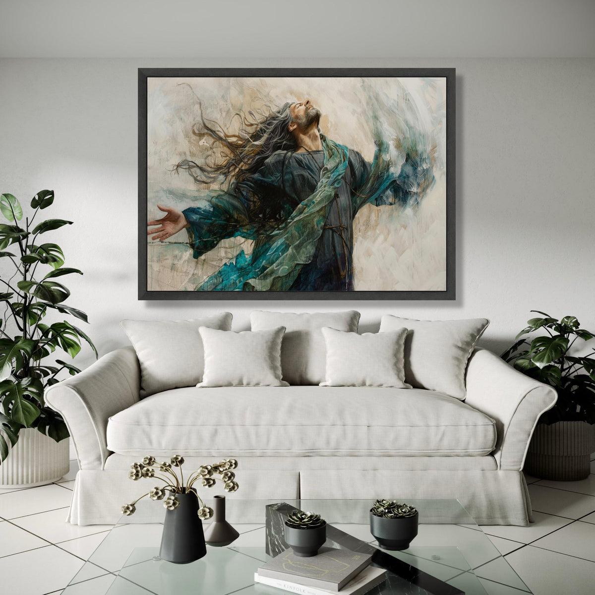 Inspirational Jesus Canvas Wall Art, Spiritual Christian Painting, Modern Religious Decor, Inspirational Home Gift Art, Home Decor, Print