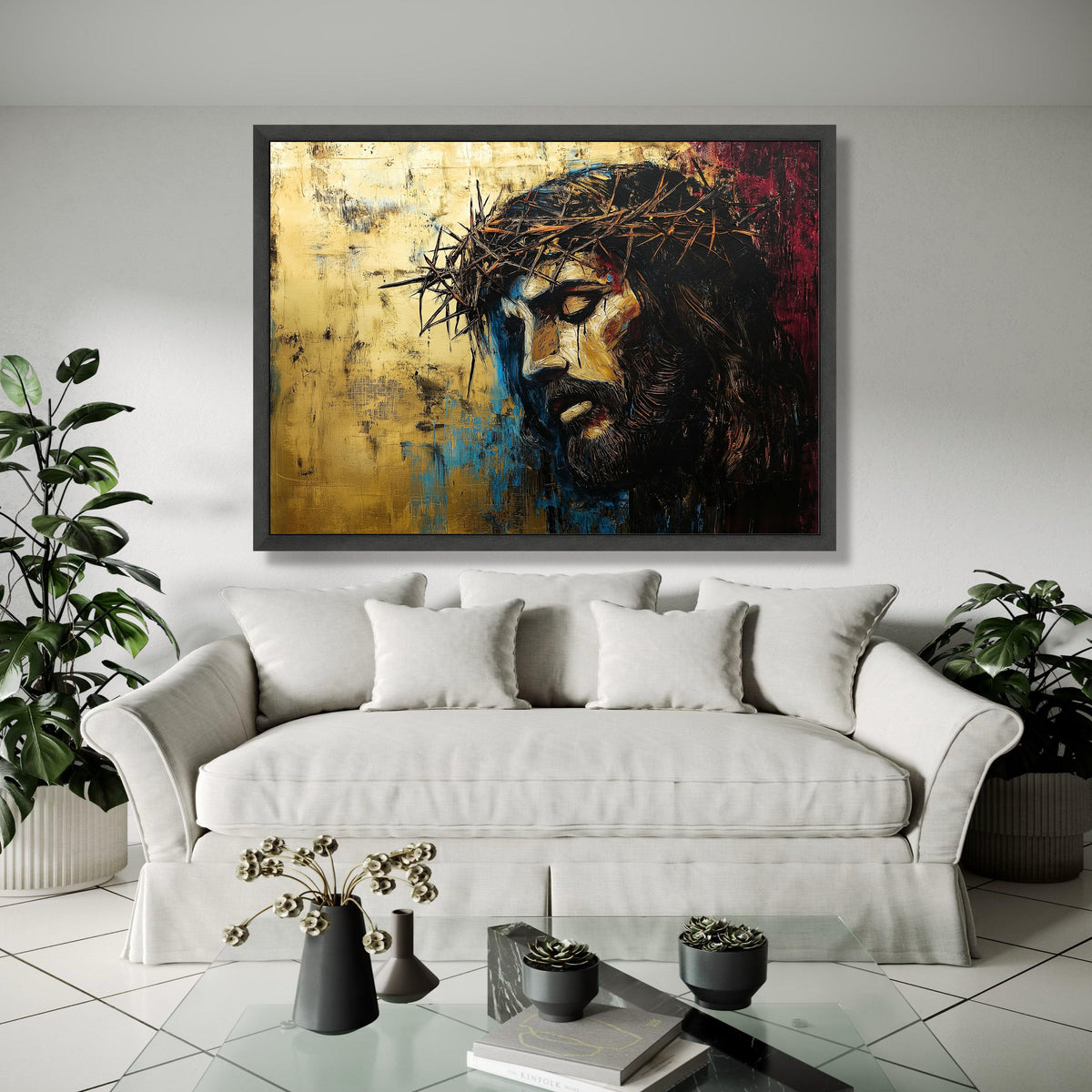 Jesus Christ Crown of Thorns Canvas, Religious Wall Art, Spiritual Christian Home Decor, Inspirational Faith Gift Art, Home Decor, Print