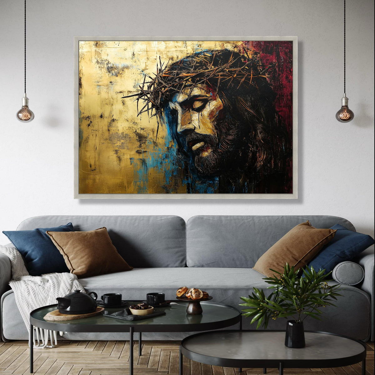 Jesus Christ Crown of Thorns Canvas, Religious Wall Art, Spiritual Christian Home Decor, Inspirational Faith Gift Art, Home Decor, Print
