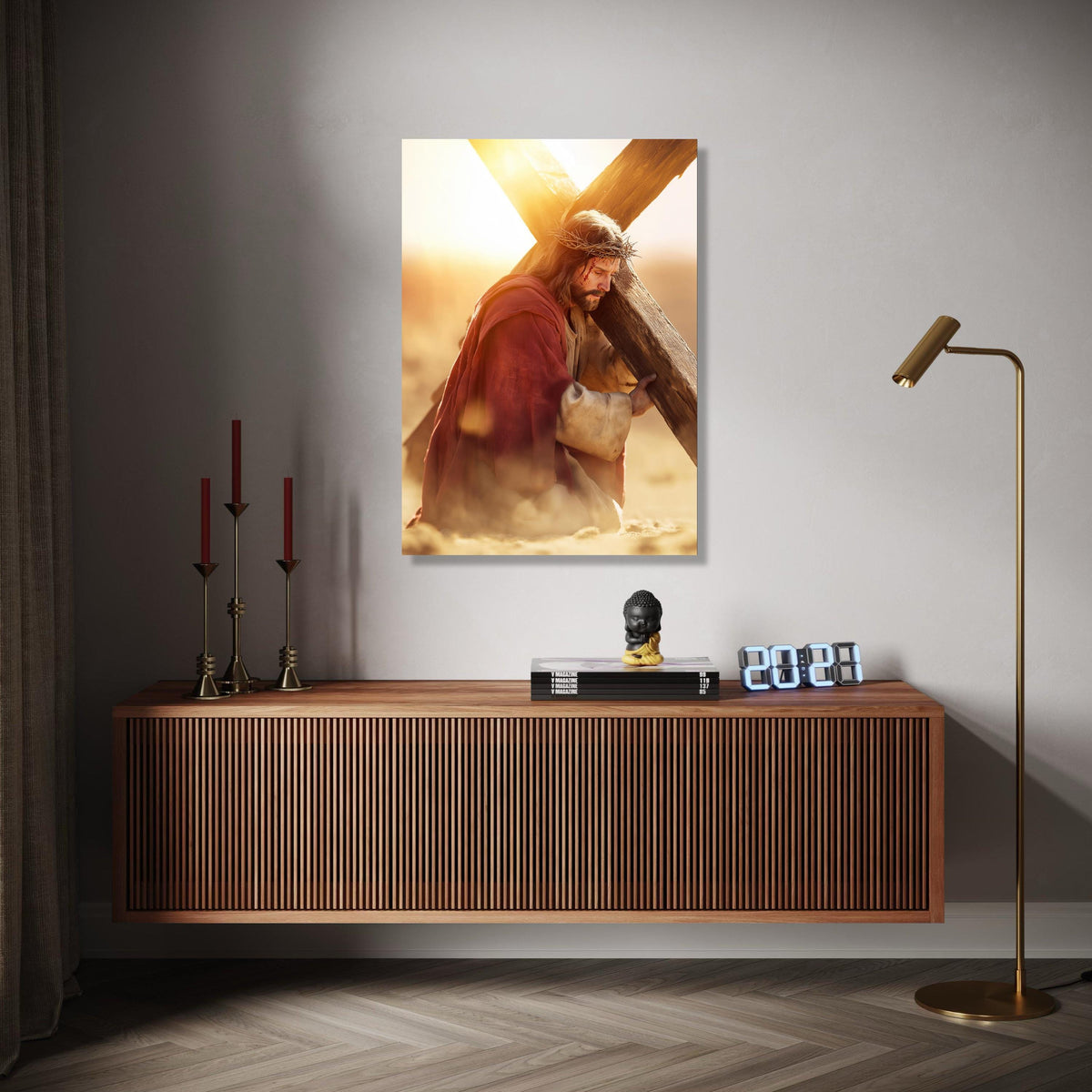 Jesus Carrying Cross Canvas Wall Art, Religious Christian Decor, Crucifixion Scene, Spiritual Wall Hanging, Gift Art, Home Decor, Print