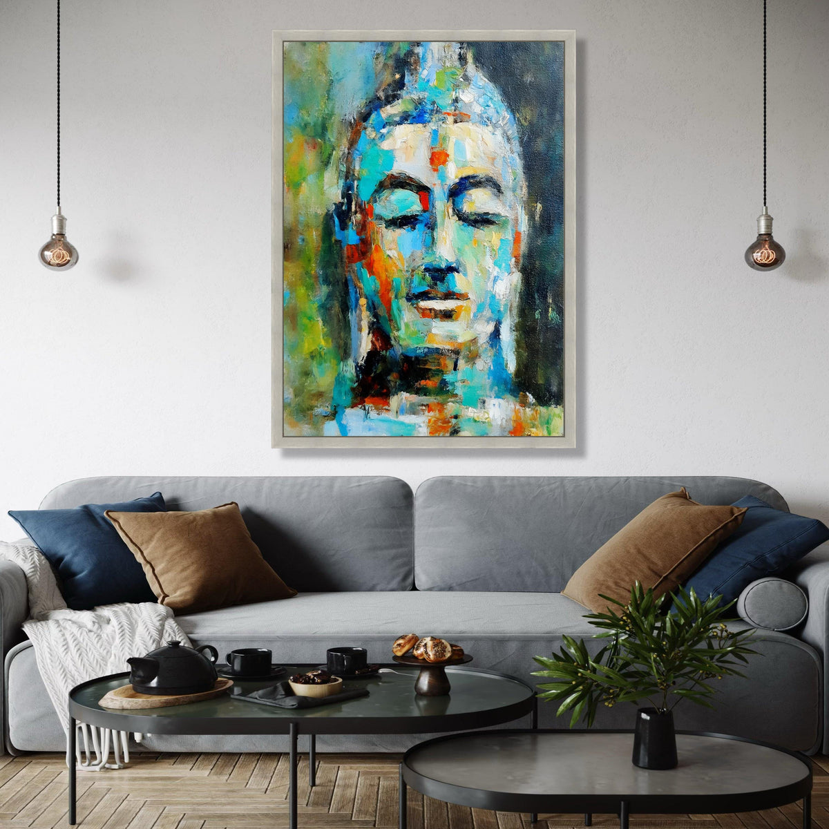 Abstract Buddha Face Canvas Wall Art, Colorful Spiritual Painting, Meditation Decor, Zen Buddha Canvas, Peaceful Gift Art, Home Decor, Print