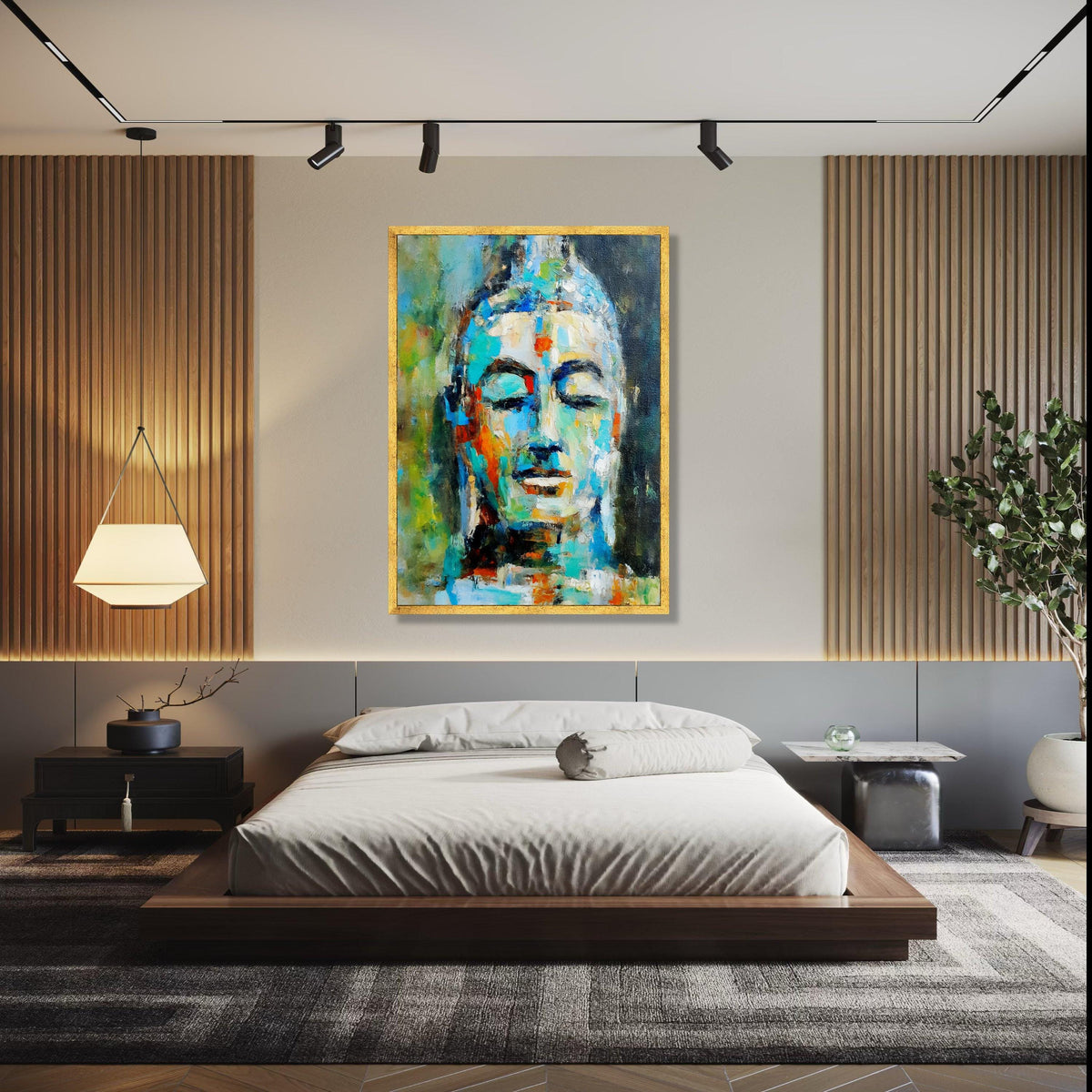 Abstract Buddha Face Canvas Wall Art, Colorful Spiritual Painting, Meditation Decor, Zen Buddha Canvas, Peaceful Gift Art, Home Decor, Print