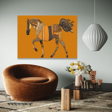 Ornate Patchwork Horse Canvas, Bohemian Animal Wall Art, Elegant Equine Design, Vibrant Home Decoration, Ready Gift Art, Home Decor, Print
