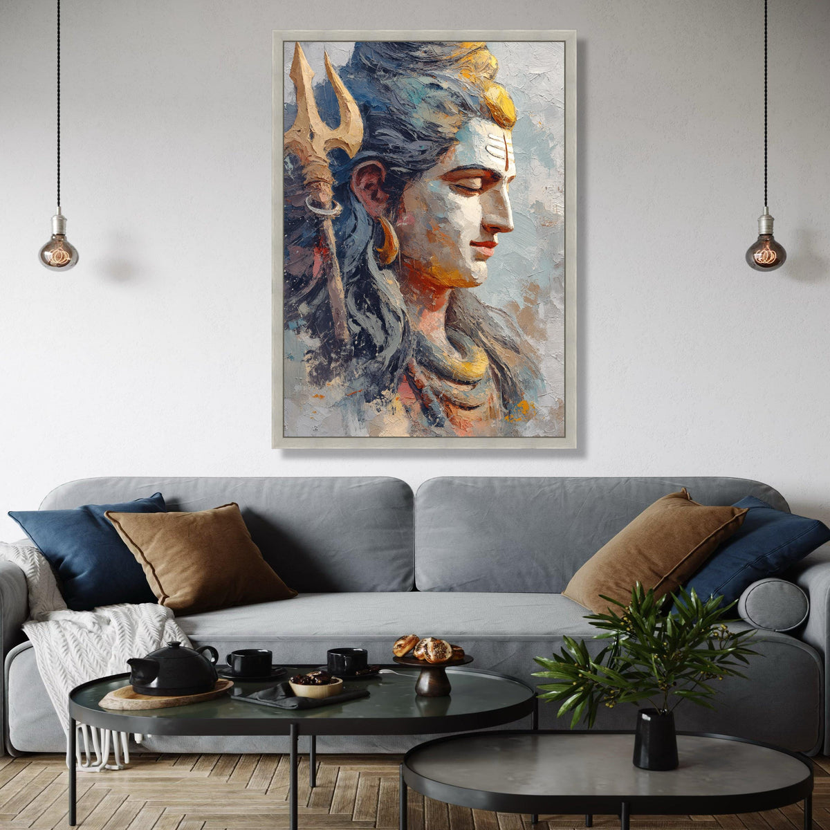 Tranquil Shiva Portrait Canvas, Hindu God Wall Art, Spiritual Decorative Painting, Abstract Religious Canvas, Gift Art, Home Decor, Print
