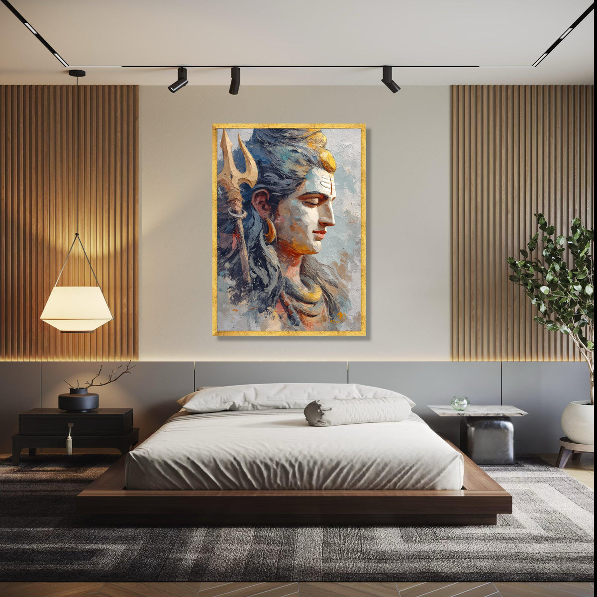 Tranquil Shiva Portrait Canvas, Hindu God Wall Art, Spiritual Decorative Painting, Abstract Religious Canvas, Gift Art, Home Decor, Print