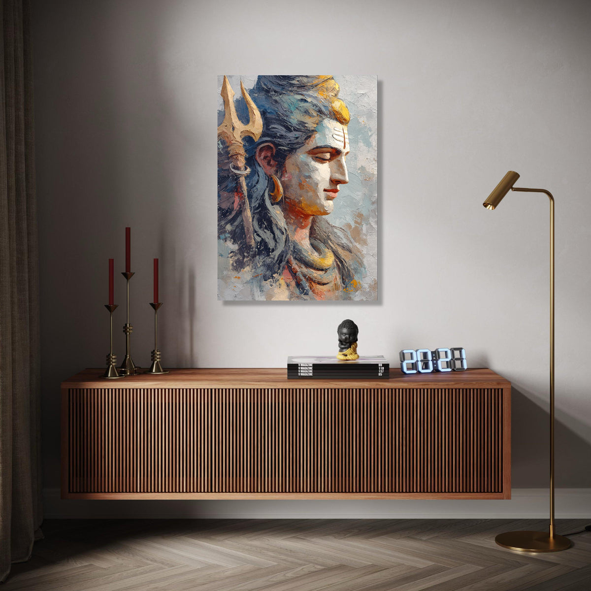 Tranquil Shiva Portrait Canvas, Hindu God Wall Art, Spiritual Decorative Painting, Abstract Religious Canvas, Gift Art, Home Decor, Print
