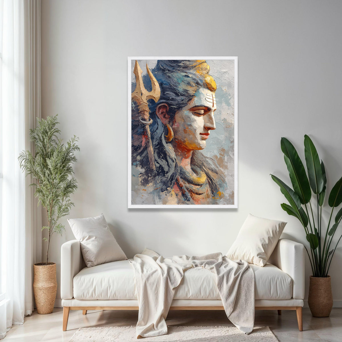 Tranquil Shiva Portrait Canvas, Hindu God Wall Art, Spiritual Decorative Painting, Abstract Religious Canvas, Gift Art, Home Decor, Print