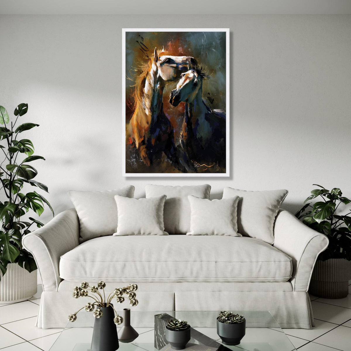 Abstract Horses Canvas Wall Art, Modern Animal Painting, Equestrian Home Decor, Contemporary Horse Artwork, Gift Art, Home Decor, Print