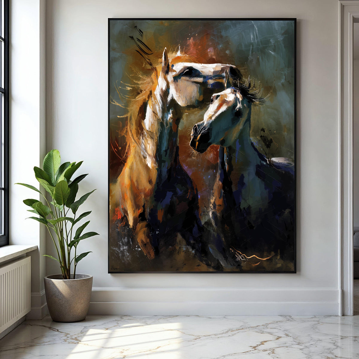 Abstract Horses Canvas Wall Art, Modern Animal Painting, Equestrian Home Decor, Contemporary Horse Artwork, Gift Art, Home Decor, Print