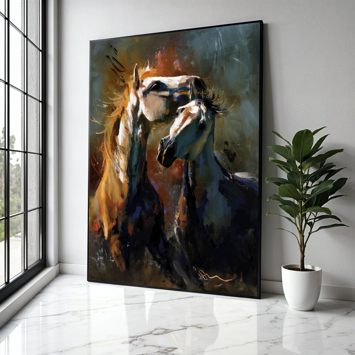 Abstract Horses Canvas Wall Art, Modern Animal Painting, Equestrian Home Decor, Contemporary Horse Artwork, Gift Art, Home Decor, Print