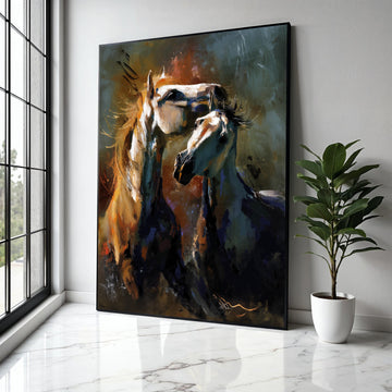 Abstract Horses Canvas Wall Art, Modern Animal Painting, Equestrian Home Decor, Contemporary Horse Artwork, Gift Art, Home Decor, Print