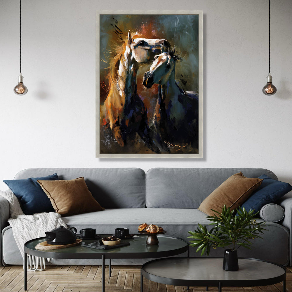 Abstract Horses Canvas Wall Art, Modern Animal Painting, Equestrian Home Decor, Contemporary Horse Artwork, Gift Art, Home Decor, Print
