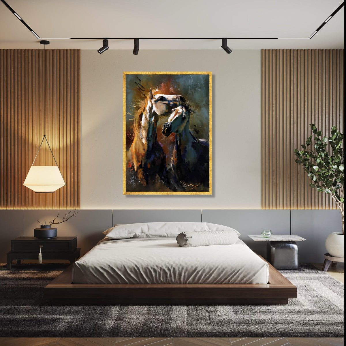 Abstract Horses Canvas Wall Art, Modern Animal Painting, Equestrian Home Decor, Contemporary Horse Artwork, Gift Art, Home Decor, Print