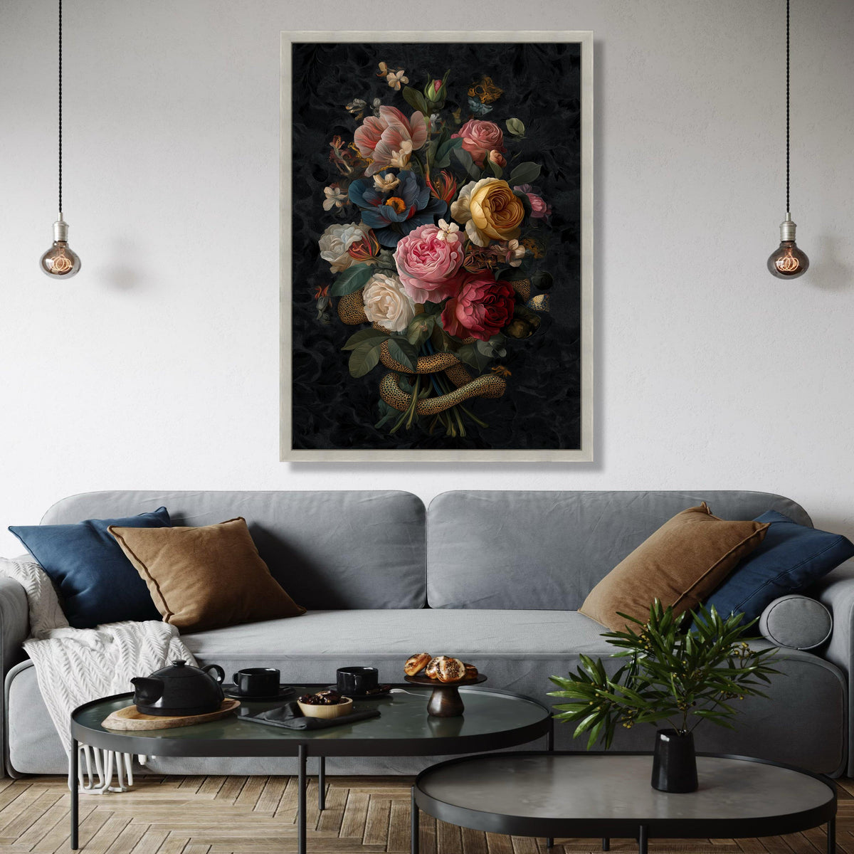 Vintage Floral Bouquet Canvas Wall Art, Dark Background Flowers, Victorian Style Roses Painting, Elegant Home Gift Art, Home Decor, Print