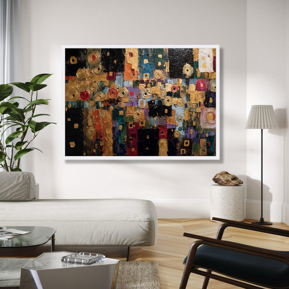 Abstract Geometric Canvas Wall Art, Modern Gold Accents Painting, Contemporary Art, Colorful Home Decor Canvas, Gift Art, Home Decor, Print