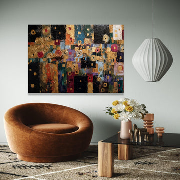Abstract Geometric Canvas Wall Art, Modern Gold Accents Painting, Contemporary Art, Colorful Home Decor Canvas, Gift Art, Home Decor, Print
