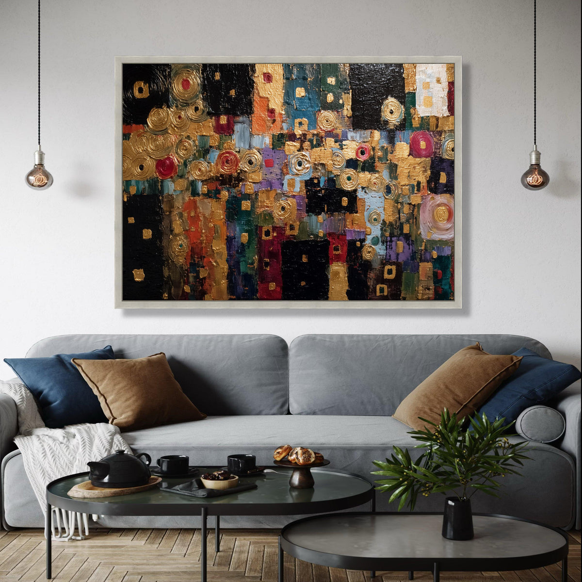 Abstract Geometric Canvas Wall Art, Modern Gold Accents Painting, Contemporary Art, Colorful Home Decor Canvas, Gift Art, Home Decor, Print