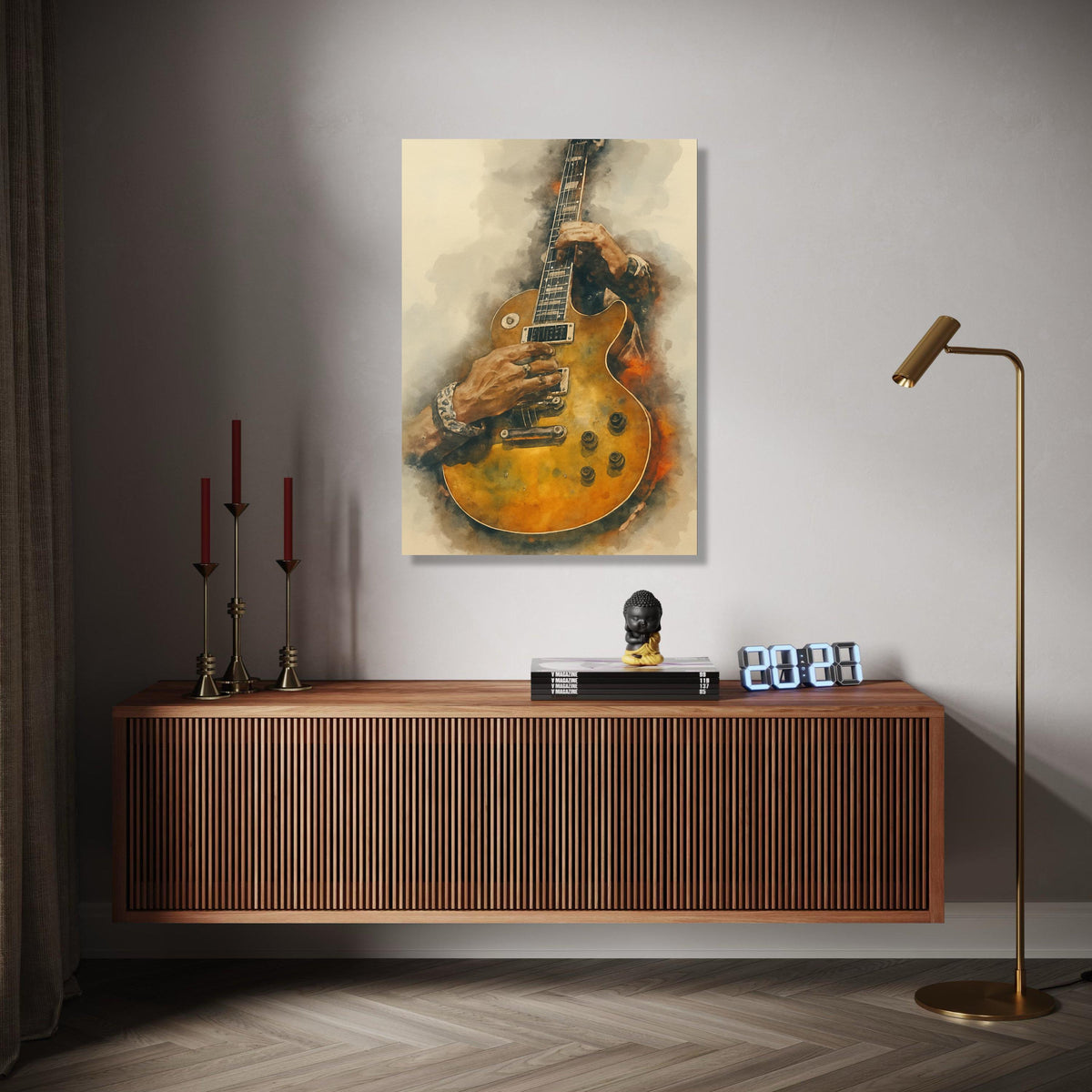 Vintage Electric Guitar Art, Hands Playing Guitar Canvas, Musical Instrument Wall Art, Rock and Roll Decor, Gift Art, Home Decor, Print