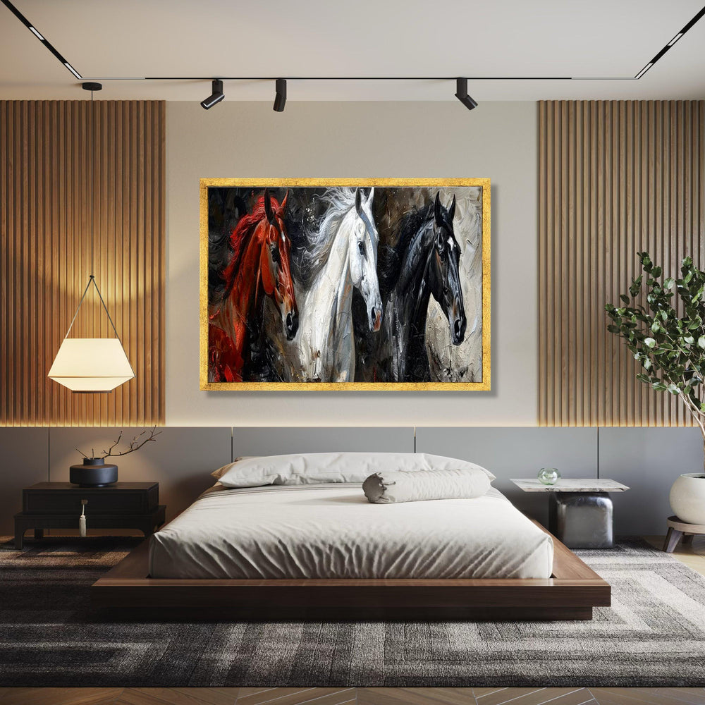 Majestic Trio Horses Canvas Wall Art, Running Horses Painting, Equestrian Home Decor, Wildlife Animal Canvas, Gift Art, Home Decor, Print