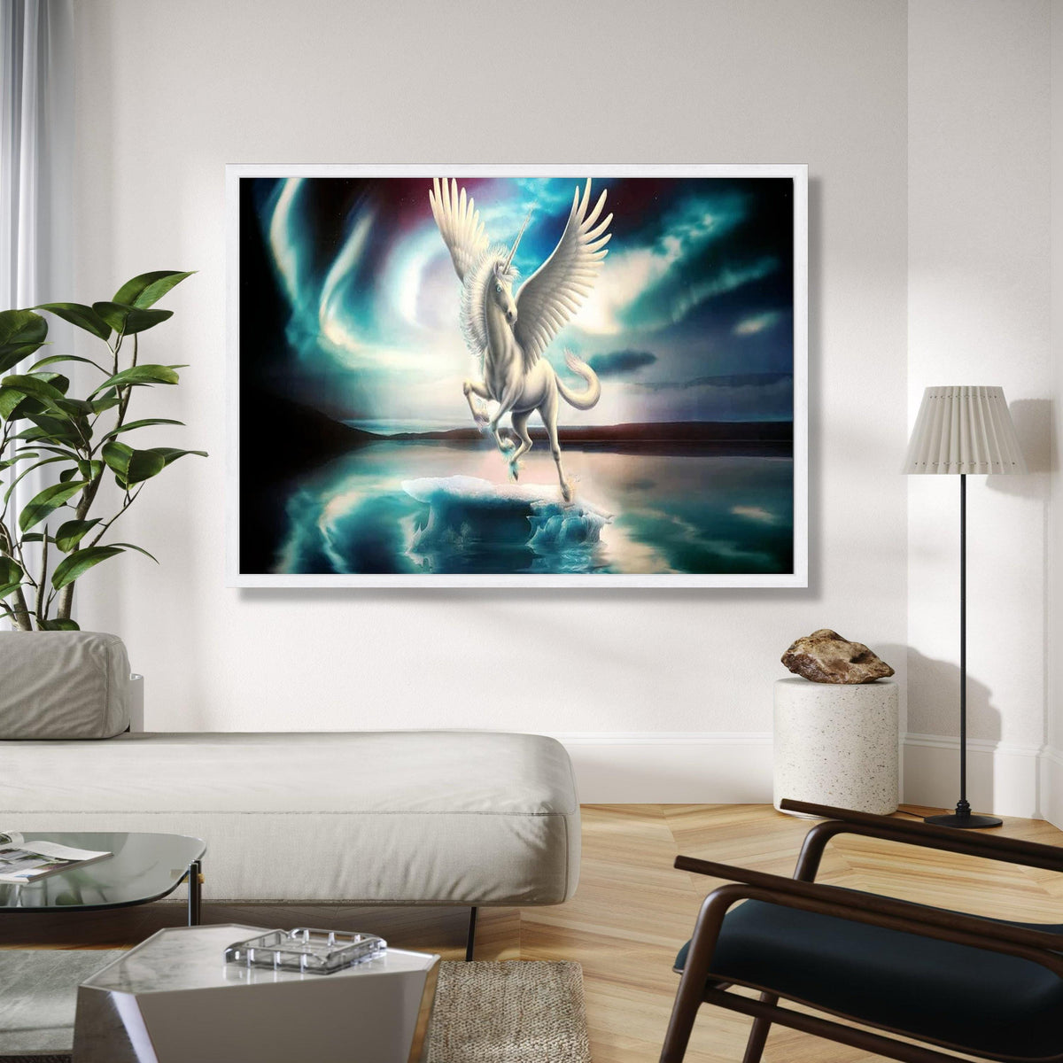 Majestic Pegasus Canvas Wall Art, Fantasy Unicorn with Wings, Mythical Creature Canvas, Mystical Night Sky Gift Art, Home Decor, Print