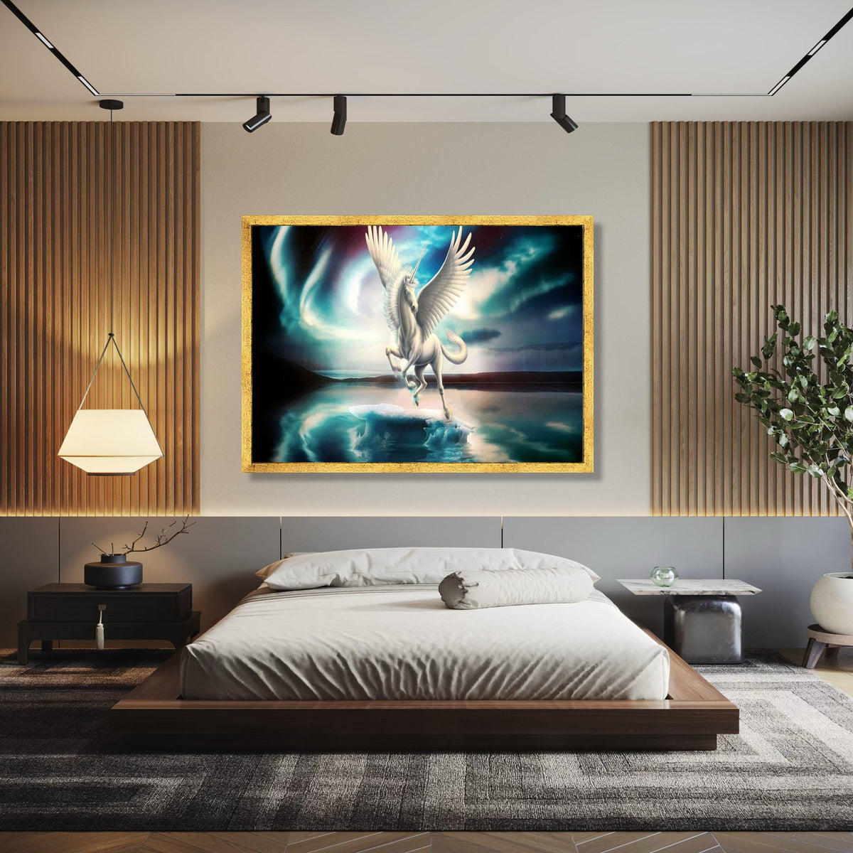 Majestic Pegasus Canvas Wall Art, Fantasy Unicorn with Wings, Mythical Creature Canvas, Mystical Night Sky Gift Art, Home Decor, Print