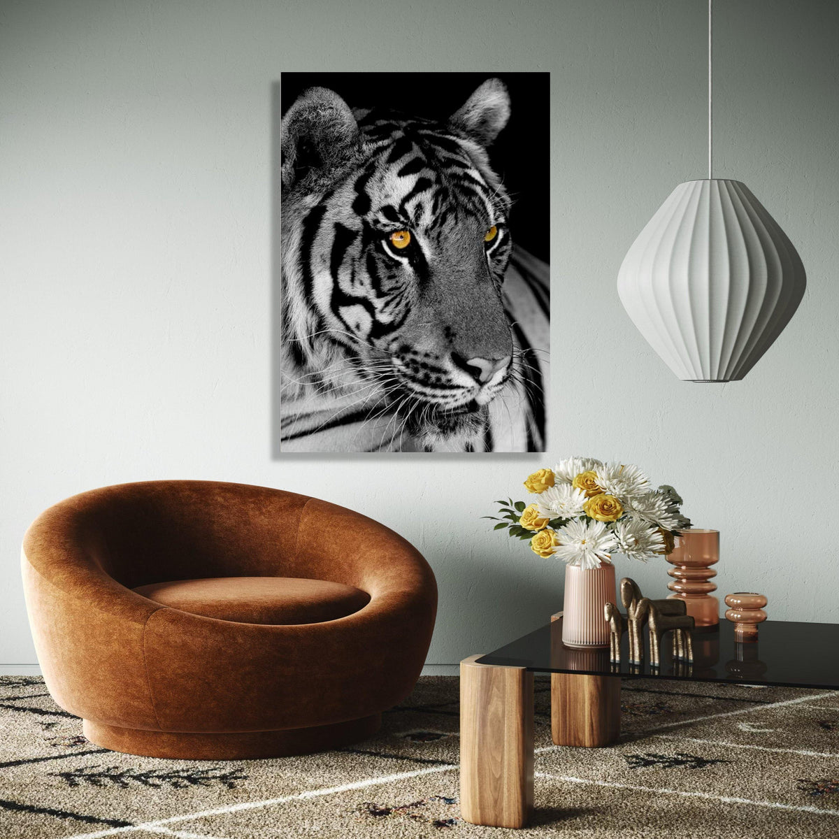Majestic Tiger Close-Up Canvas, Black and White Animal Wall Art, Wildlife Canvas Print, Fierce Cat Face Gift Art, Home Decor, Print