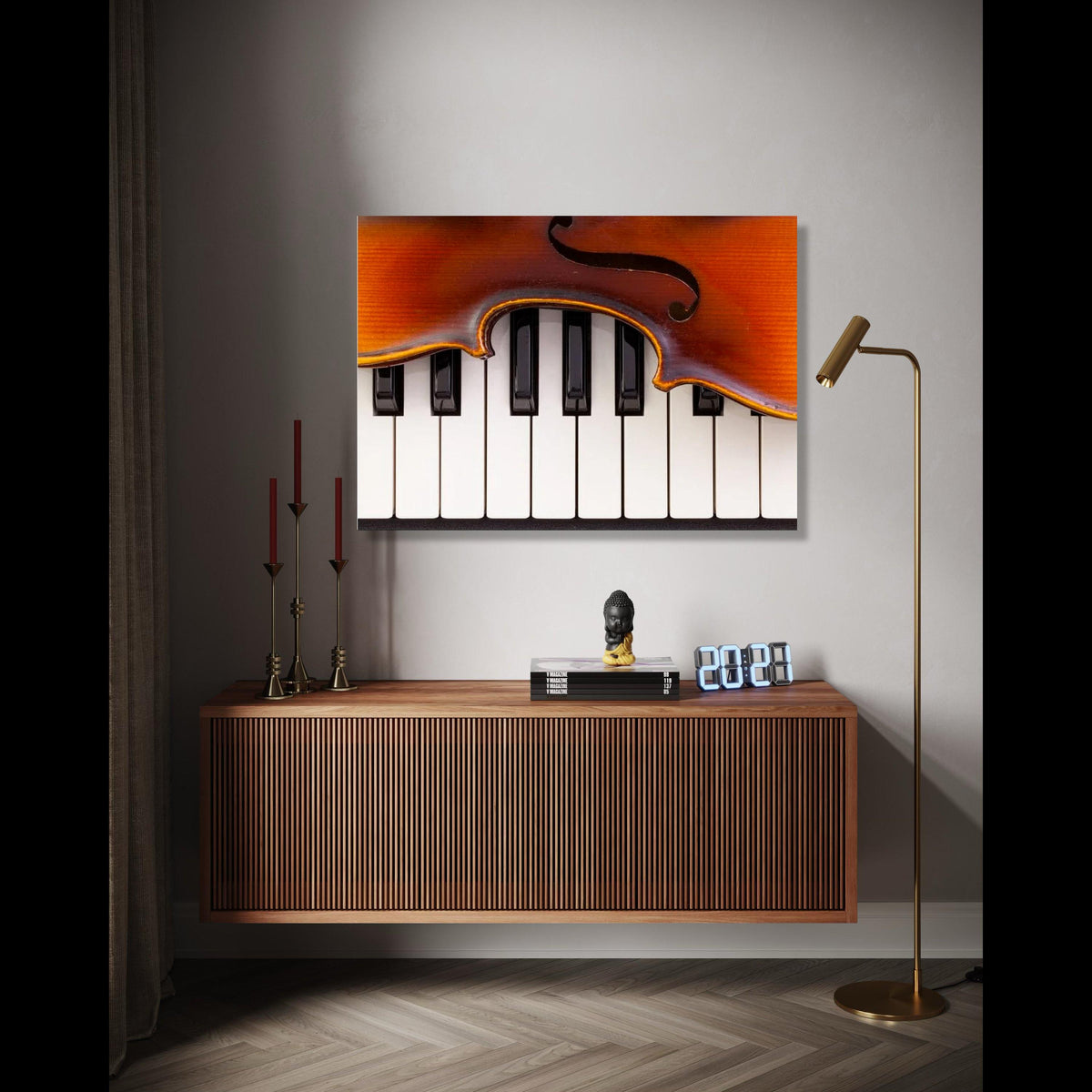 Violin Over Piano Keys Canvas, Musical Instrument Wall Art, Classical Music Decor, Home Music Room Canvas, Ready Gift Art, Home Decor, Print