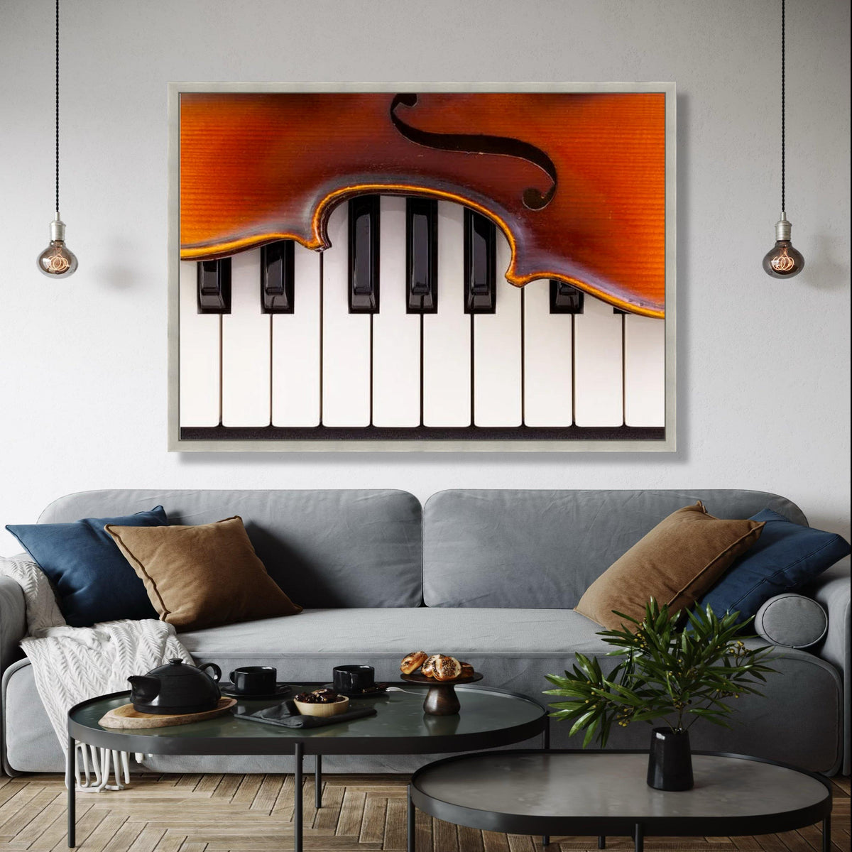 Violin Over Piano Keys Canvas, Musical Instrument Wall Art, Classical Music Decor, Home Music Room Canvas, Ready Gift Art, Home Decor, Print