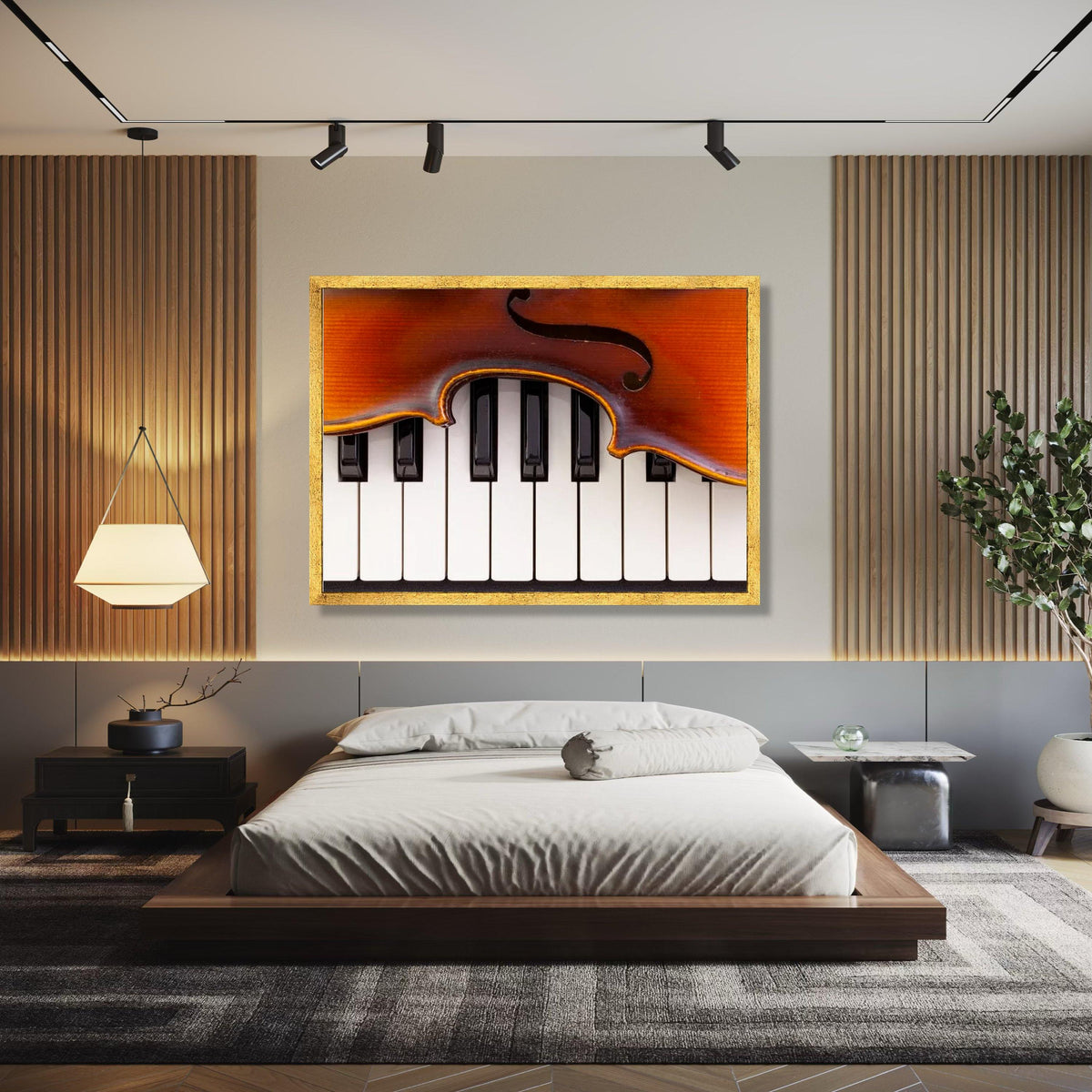 Violin Over Piano Keys Canvas, Musical Instrument Wall Art, Classical Music Decor, Home Music Room Canvas, Ready Gift Art, Home Decor, Print