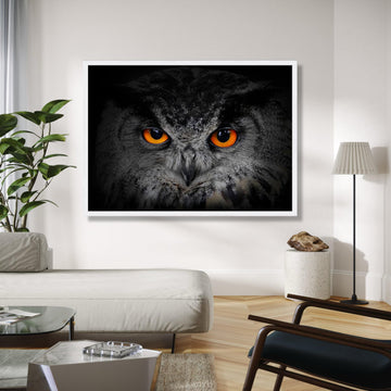 Intense Owl Portrait Canvas, Wildlife Wall Art, Majestic Bird Close-Up, Nature Animal Canvas Decor, Modern Home Gift Art, Home Decor, Print